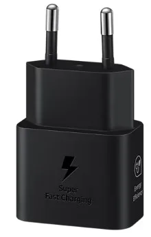 Мережевий зарядний пристрій Samsung 25Вт USB Type-C 38х22х66 мм Чорний