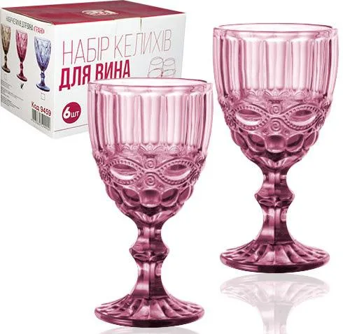 Набір бокалів Elodia Вінтаж скло 260 мл рожевий 6 шт