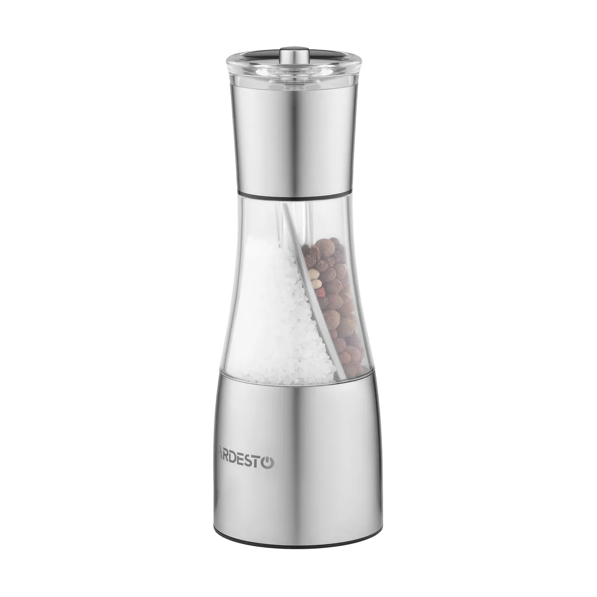 Млинок для спецій 2 в 1 ARDESTO Gemini, 140 мл, акрил, нержавіюча сталь, прозорий.