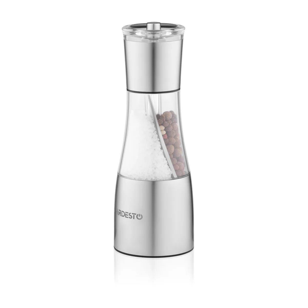 Млинок для спецій 2 в 1 ARDESTO Gemini, 140 мл, акрил, нержавіюча сталь, прозорий.