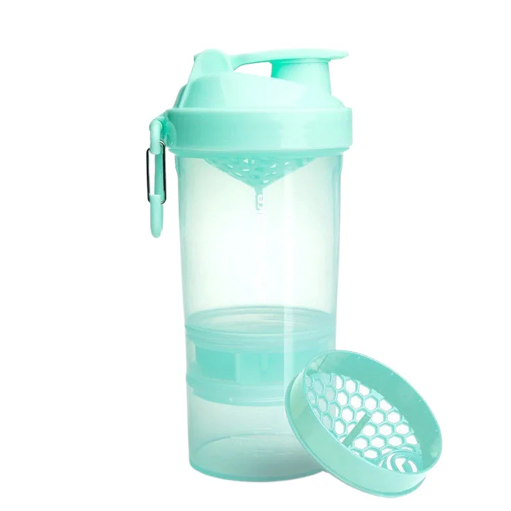 Шейкер спортивний SmartShake 600 мл зелений пластик 3 відсіки