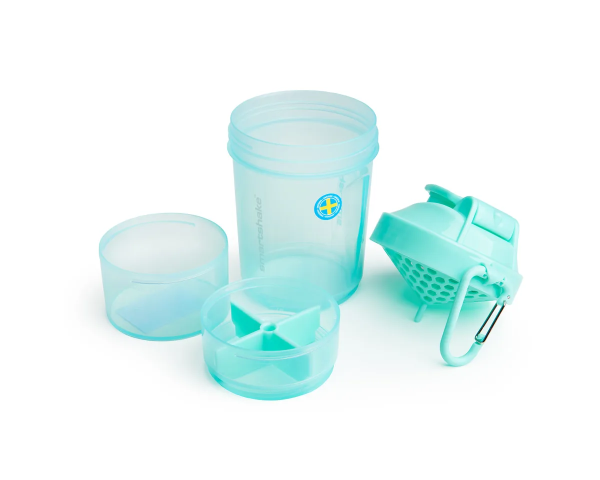 Шейкер спортивний SmartShake 600 мл зелений пластик 3 відсіки