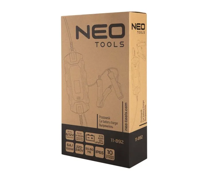 Зарядний пристрій Neo Tools, 6А/100Вт, 3-150А·год, для STD/AGM/GEL/LiFePO4