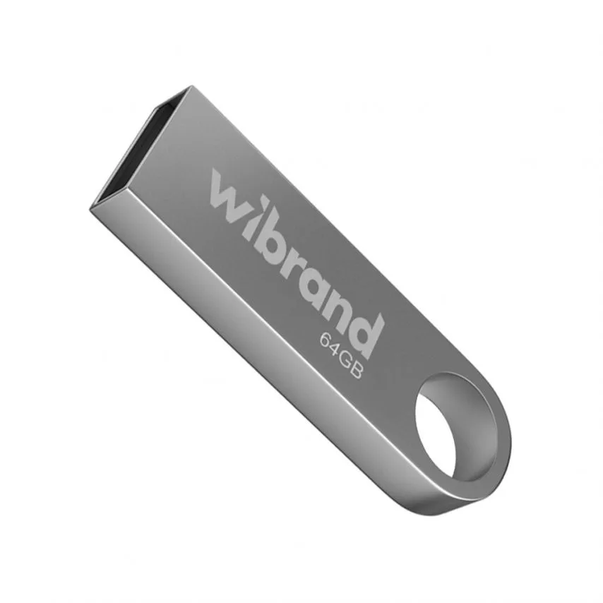 Флеш-пам'ять USB Wibrand 64Гб метал срібний