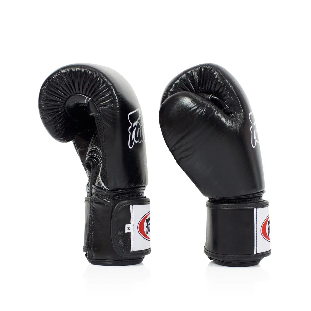 Боксерские перчатки Fairtex натуральная кожа 16 унций черные