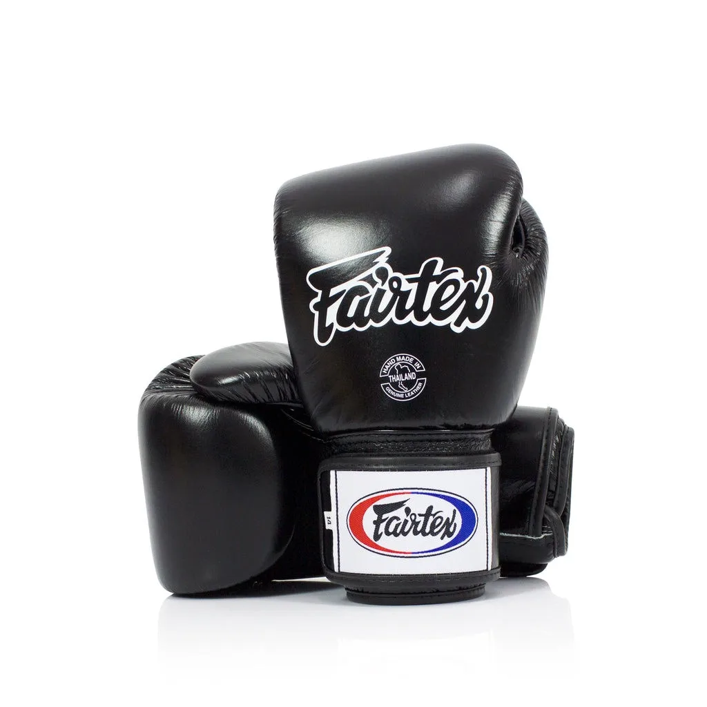 Боксерские перчатки Fairtex натуральная кожа 16 унций черные