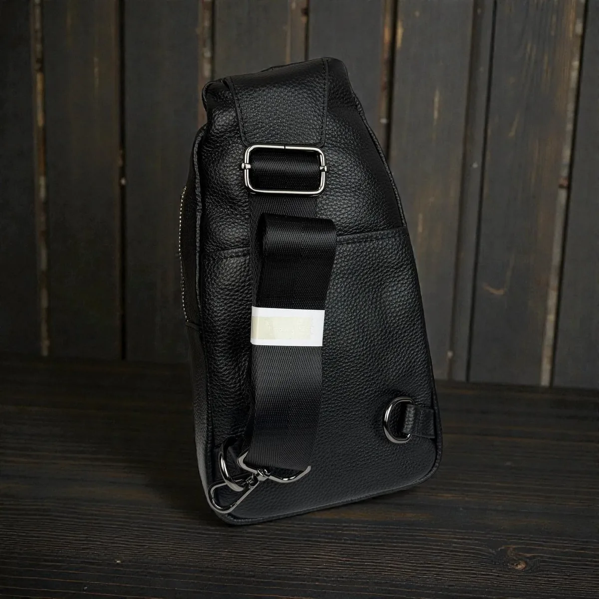 Чоловіча шкіряна сумка-бананка Lacoste 28x15x5 см натуральна шкіра чорна