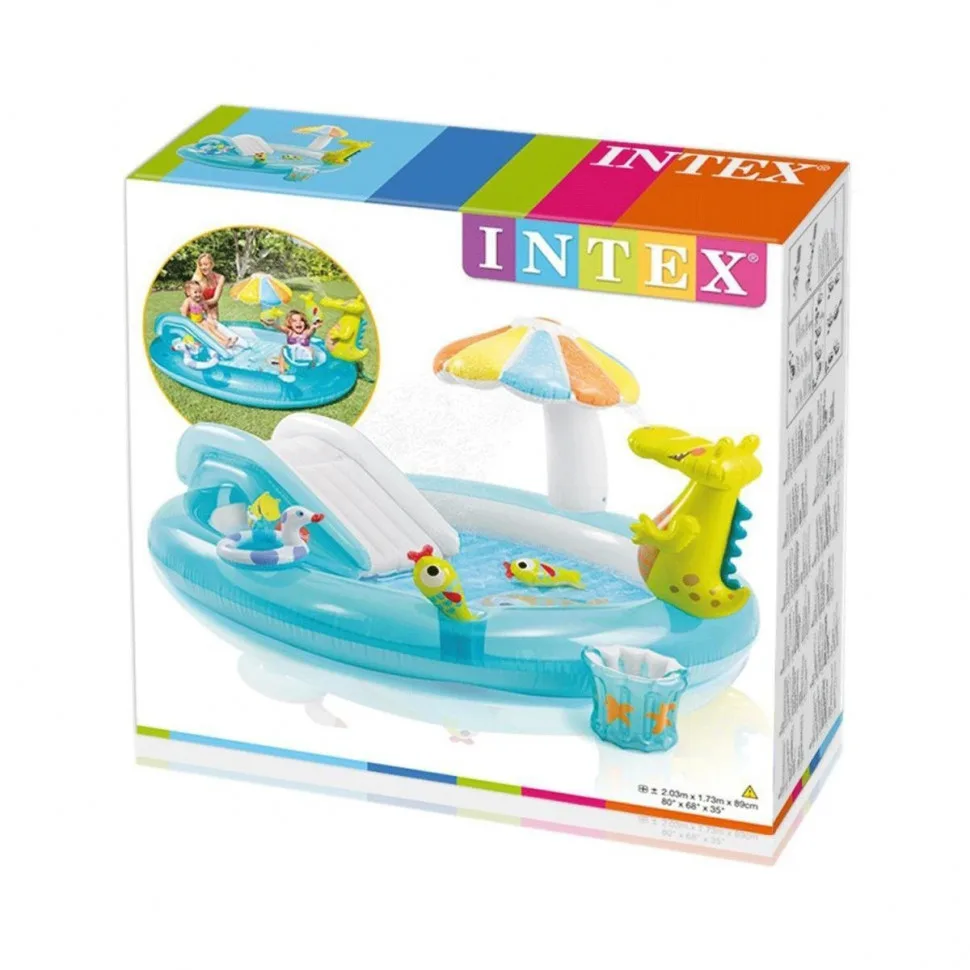 Детский надувной игровой центр Intex ПВХ 201х170х84 см Зелёный