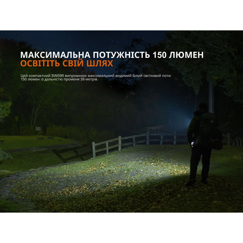 Ліхтар ручний Fenix LED 81,2х35х18 мм чорний 150 лм USB Type-C