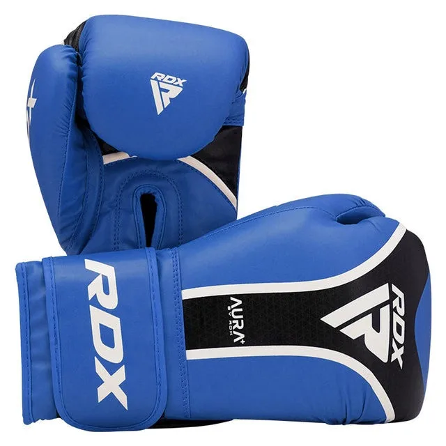 Боксерские перчатки RDX PU 16 унций Синие/Черные с капой в комплекте.