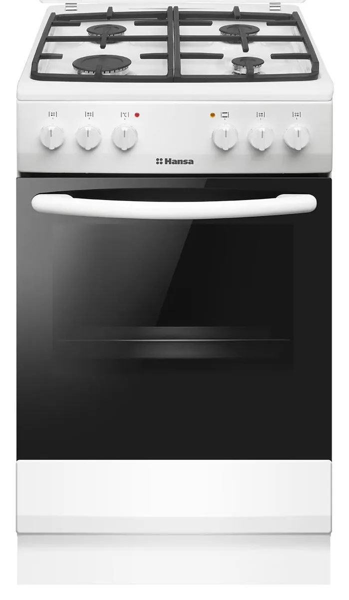 Комбинированная плита Hansa, 62 л, 50x60 см, с конвекцией, чугунная, белая