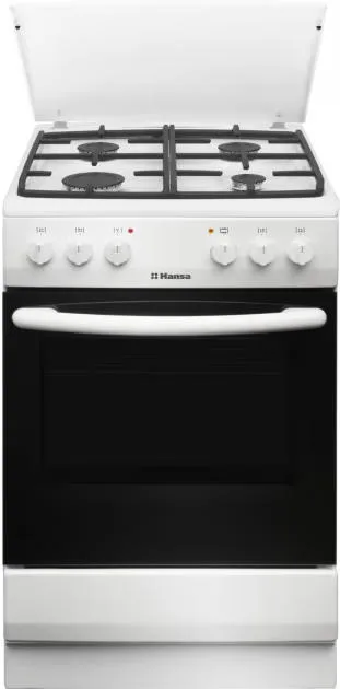 Комбинированная плита Hansa, 62 л, 50x60 см, с конвекцией, чугунная, белая