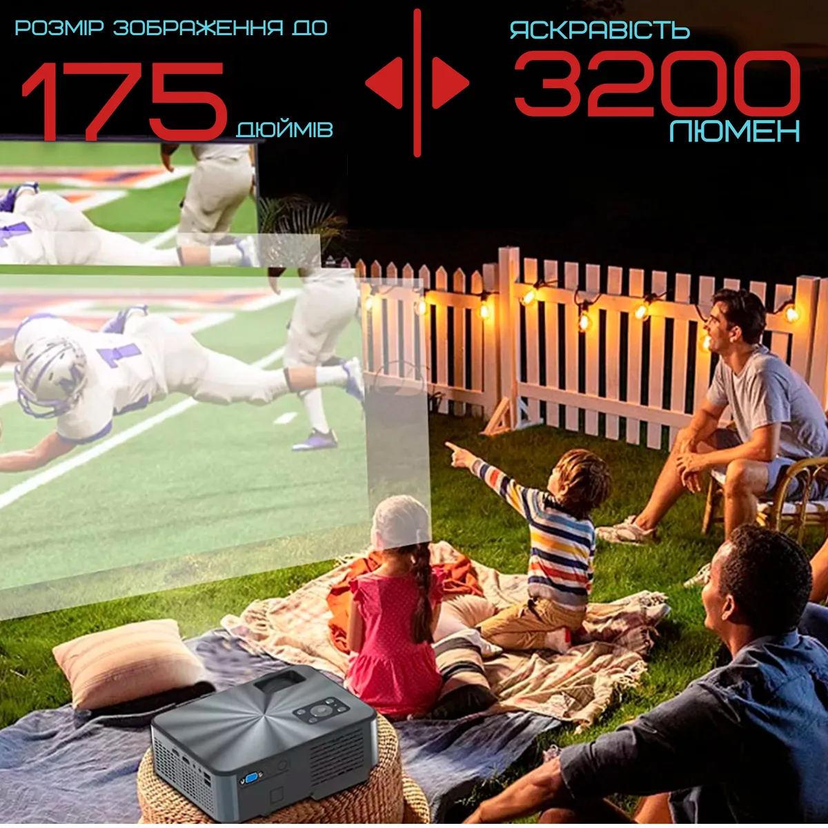 Портативный проектор Cheerlux C9 Pro Full HD 1920x1080 3200 люмен 222x165x87 мм черный