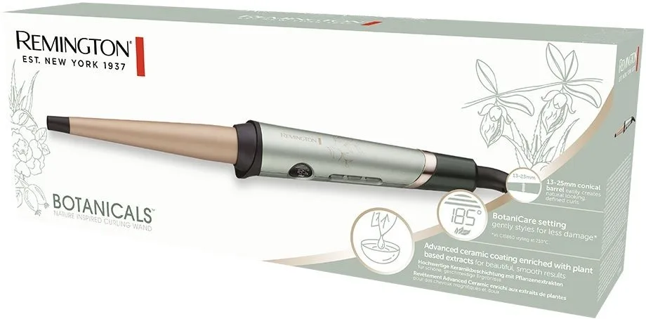 Конусна плойка Remington Botanicals, 43 Вт, 10 температурних режимів, діаметр 13-25 мм, температура 130-210°C, іонізація, керамічн