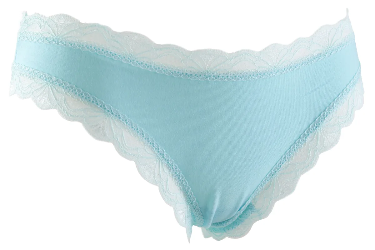 Трусы Fashion Lady хлопок L белый бирюзовый с кружевом 2 шт