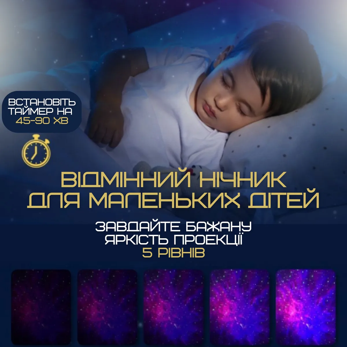 Нічник проектор зоряного неба TYD-YHY-001 5W акумуляторний чорний з пультом керування