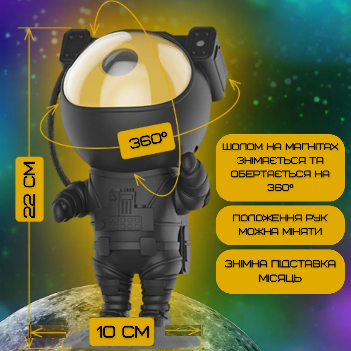 Нічник проектор зоряного неба TYD-YHY-001 5W акумуляторний чорний з пультом керування
