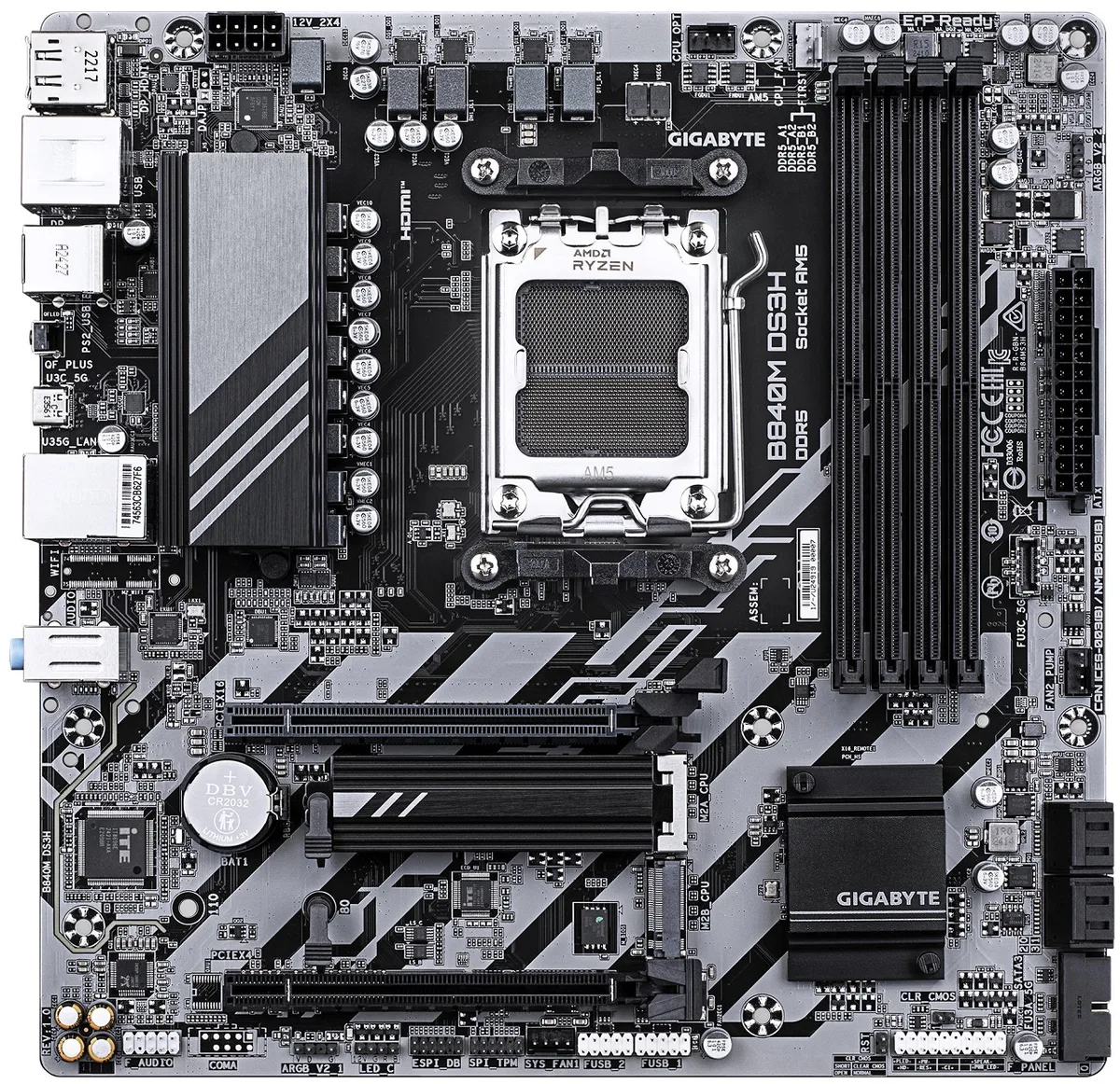 Материнская плата GIGABYTE B840M microATX AM5 DDR5 256ГБ HDMI DisplayPort
