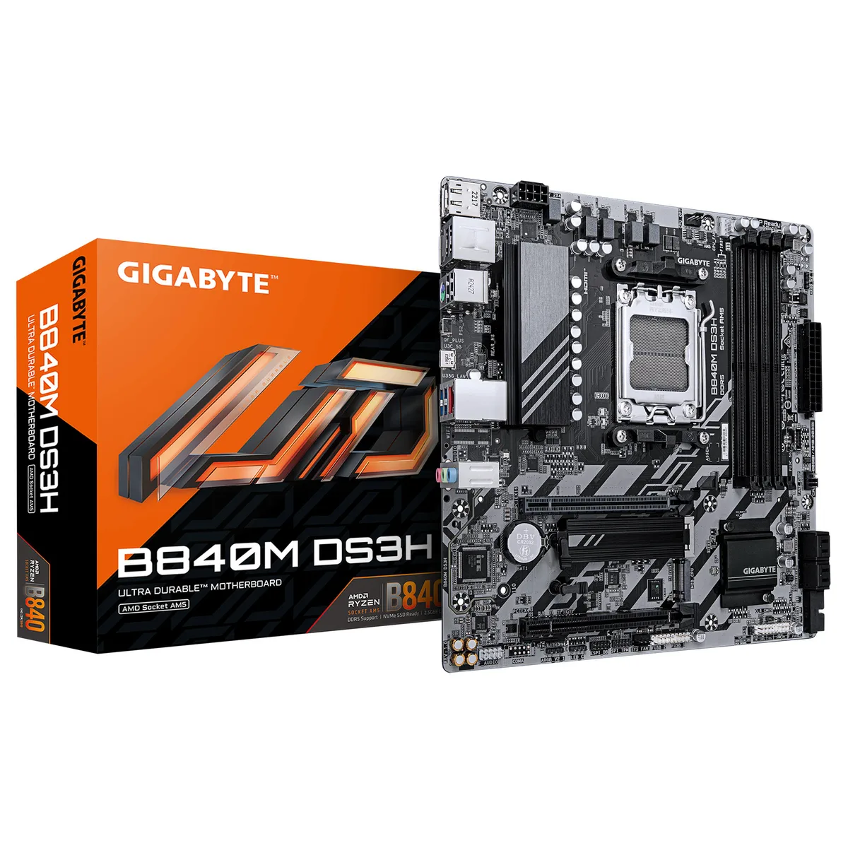 Материнская плата GIGABYTE B840M microATX AM5 DDR5 256ГБ HDMI DisplayPort