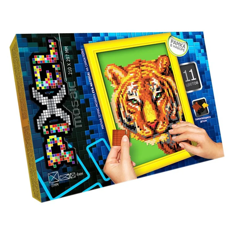 Набор для творчества Danko Toys мозаика 210х297 мм самоклеящаяся Тигр с рамкой
