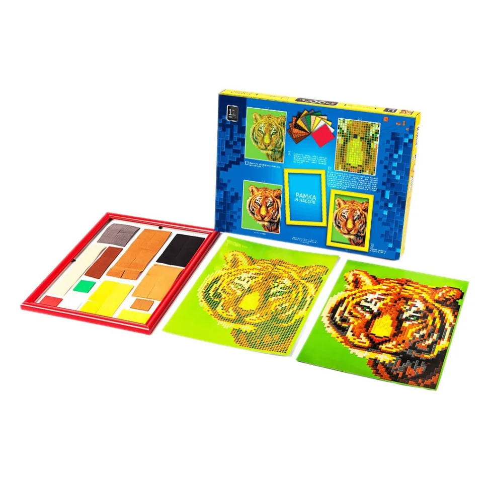 Набор для творчества Danko Toys мозаика 210х297 мм самоклеящаяся Тигр с рамкой