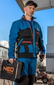 Куртка робоча Neo Tools HD+, 100% бавовна, розмір XL(54), чорний з синім.