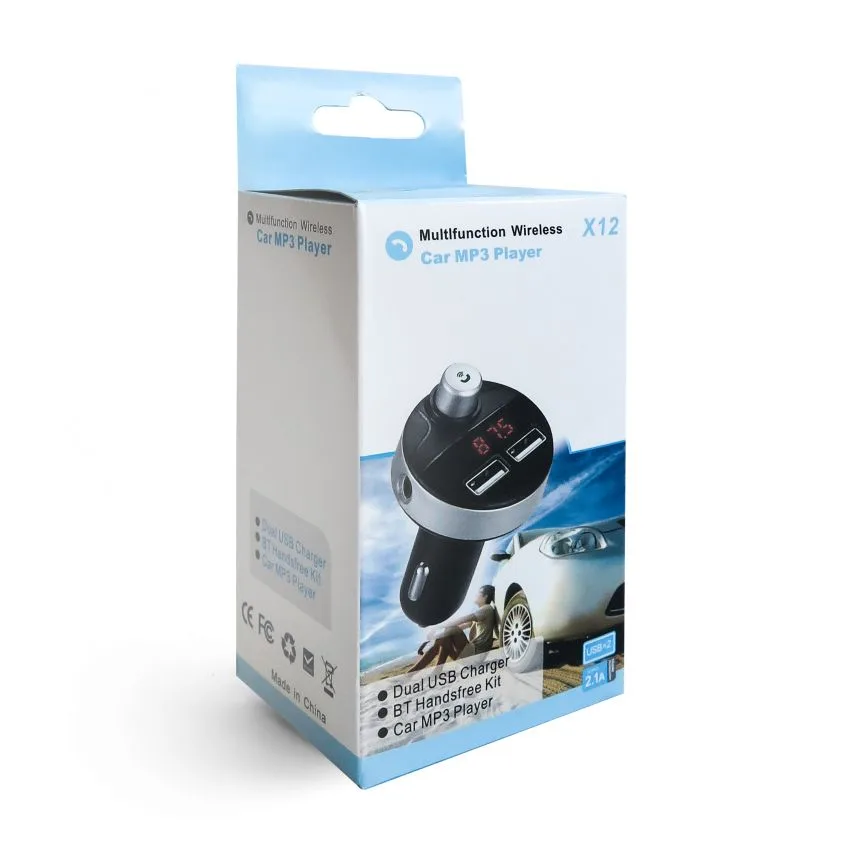FM-трансмітер Bluetooth 2USB 2,1А пластик чорний