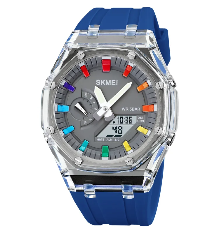 Годинники Skmei полімерні 51 г сині силіконовий ремінець