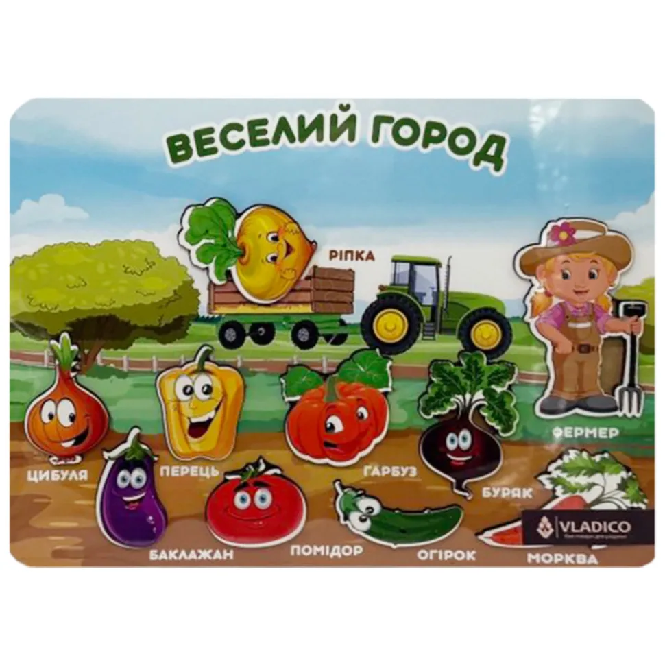 Дерев'яний пазл-вкладиш VLADICO з дерева 33х25 см Багатоколірний