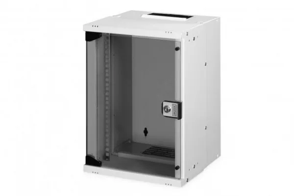 Шафа DIGITUS 10", 9U, SOHO PRO, скляні двері, 315x300 мм, 30кг максимально, сіра