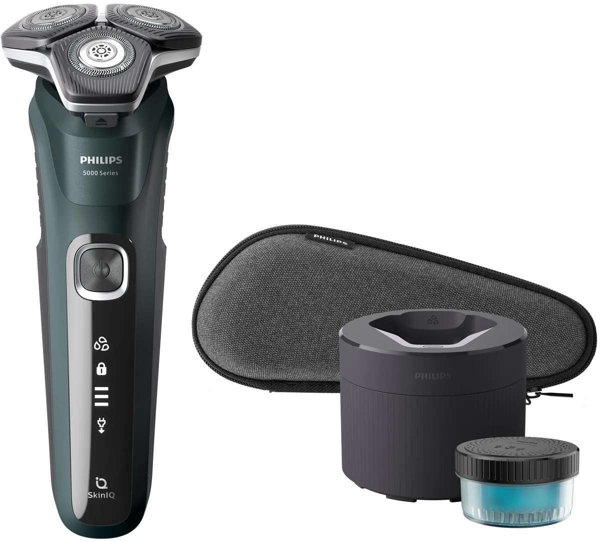 Електрична бритва Philips роторного типу Series 5000, 9Вт, 3 бритвені головки, Li-Ion, для сухого та вологого гоління, з тримером,