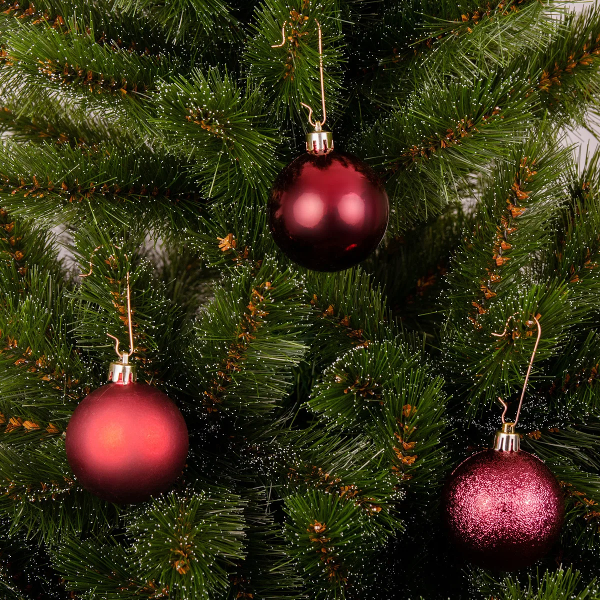 Ялинкові кулі Mica Decorations пластик Ø 6 см вишневі 10 шт