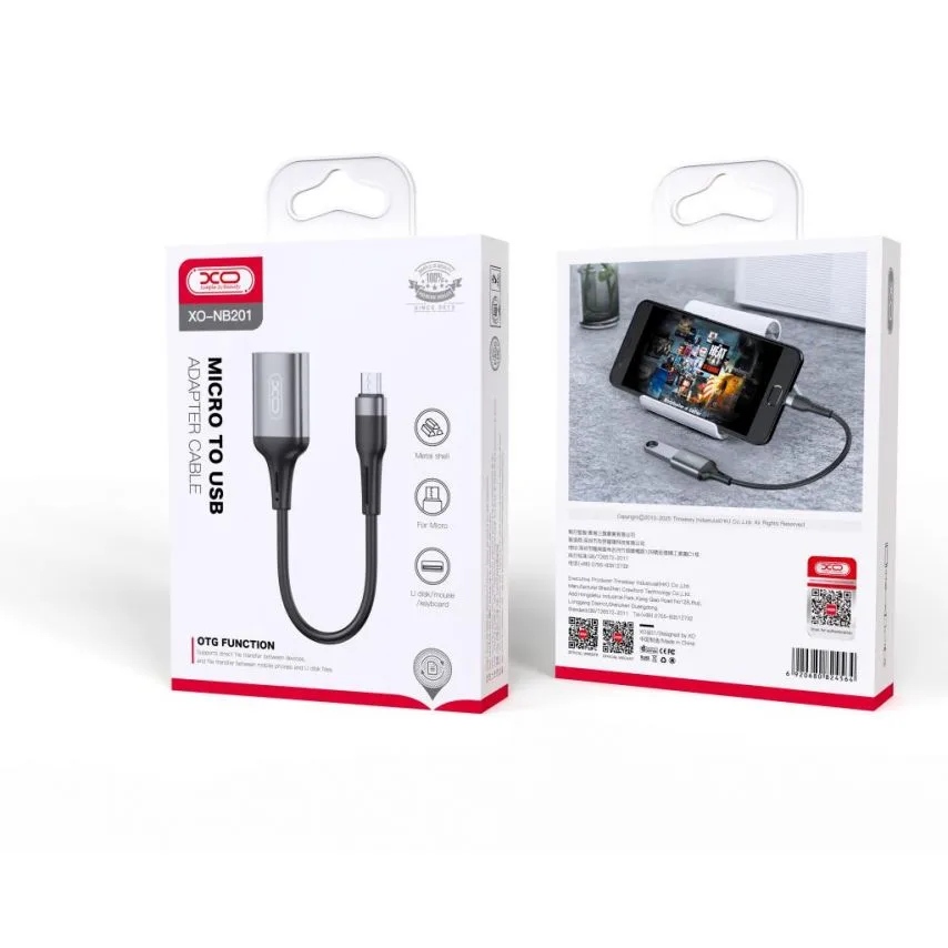 Перехідник OTG XO Type-C to USB 0,15 м сірий