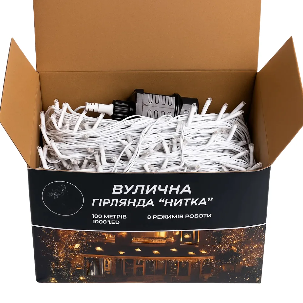 Гірлянда світлодіодна 1000 LED 100 м білий провід синій