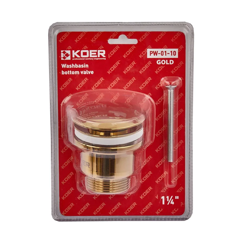 Донний клапан Koer латунь 1 1/4 золото автоматичний Click-Clack