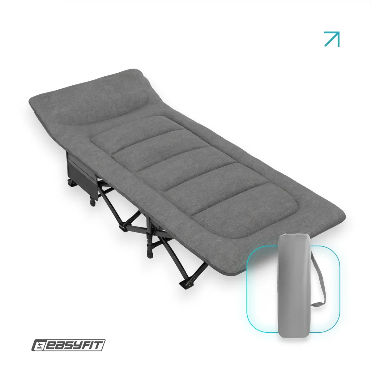 Раскладушка туристическая EasyFit стальная 190х66 см серый
