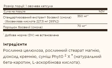 SFP Boswellia Resin Extract Solgar рослинна капсула 60 шт