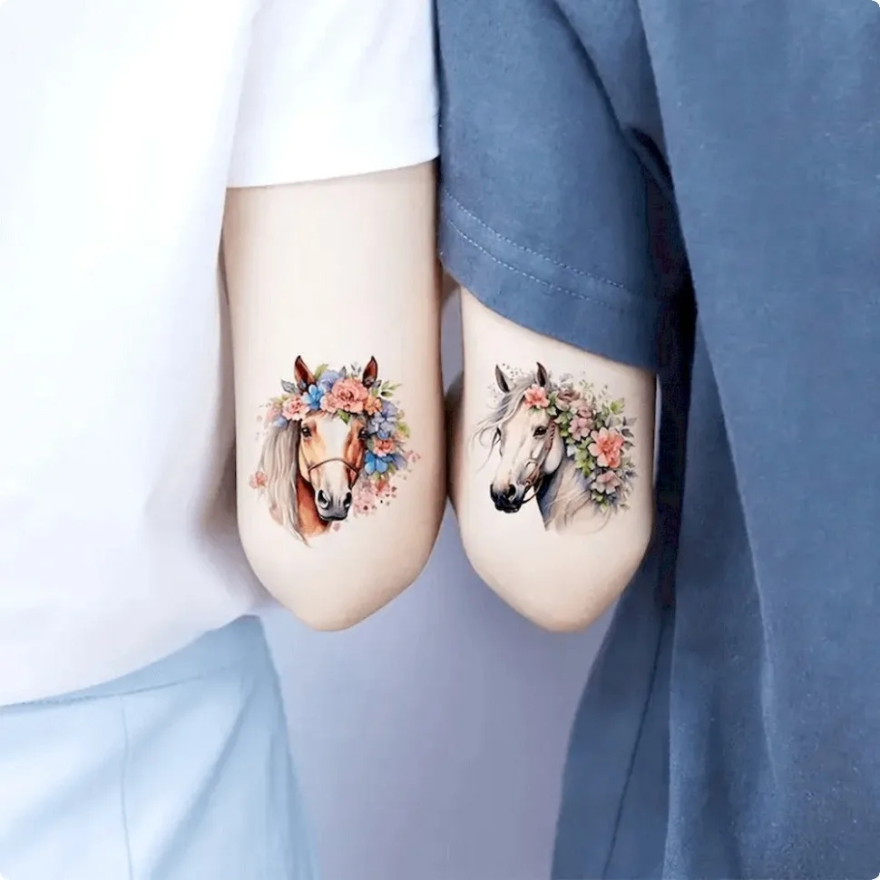 Набір тимчасових татуювань Fresh Tattoo 6х6 см Коні 20 шт