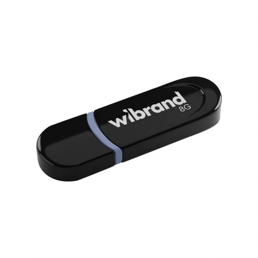 Флеш-пам'ять USB Wibrand 8Гб пластик чорна USB 2.0 з кришкою