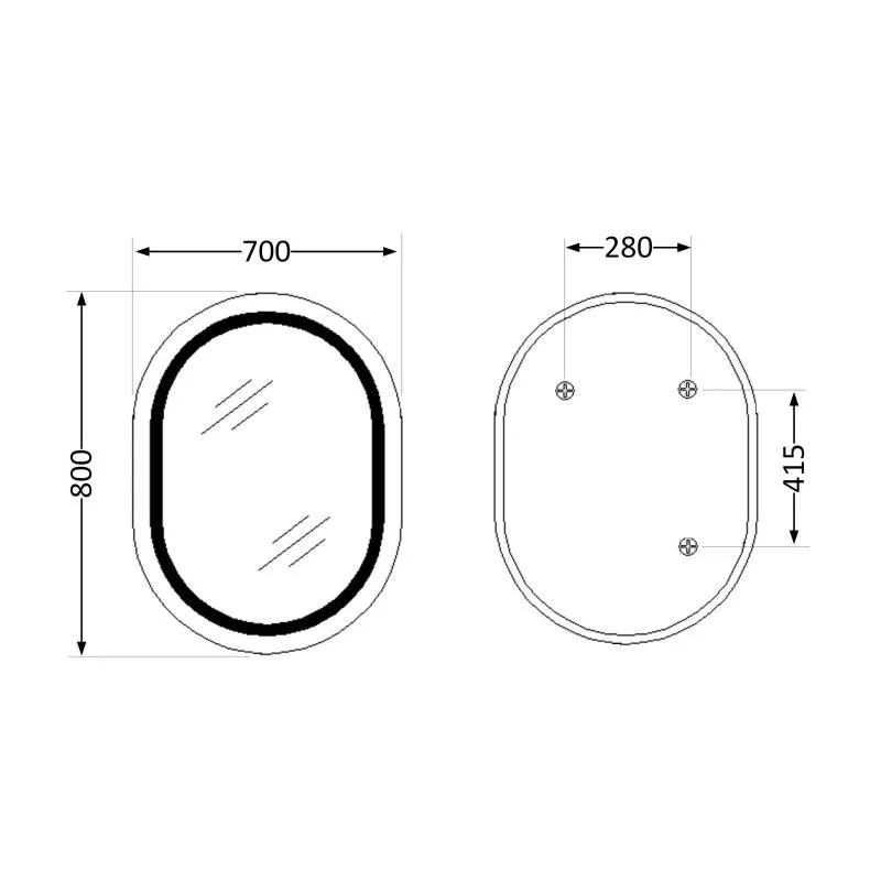 Дзеркало з LED-підсвічуванням Qtap GE1W сенсорне 800х700 мм овальне для ванної кімнати
