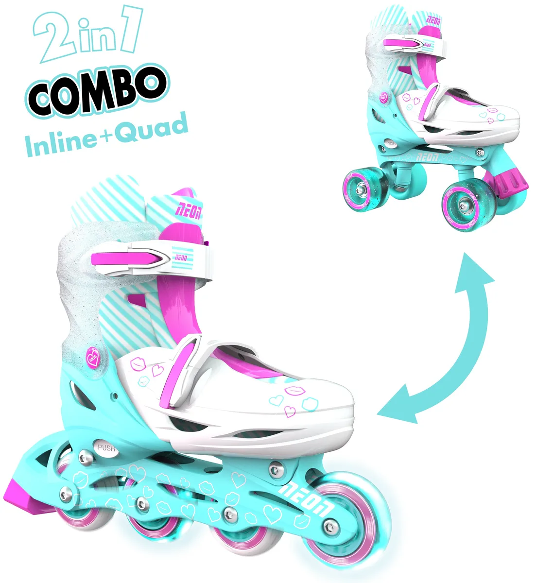 Роликовые коньки Neon Combo, размер 34-37, бирюзовый.