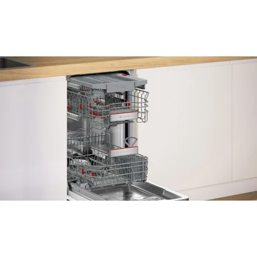 Вбудована посудомийна машина Bosch, 10 комплектів, клас C, 45 см, з дисплеєм, 3-й кошик, технологія Zeolith, біла.
