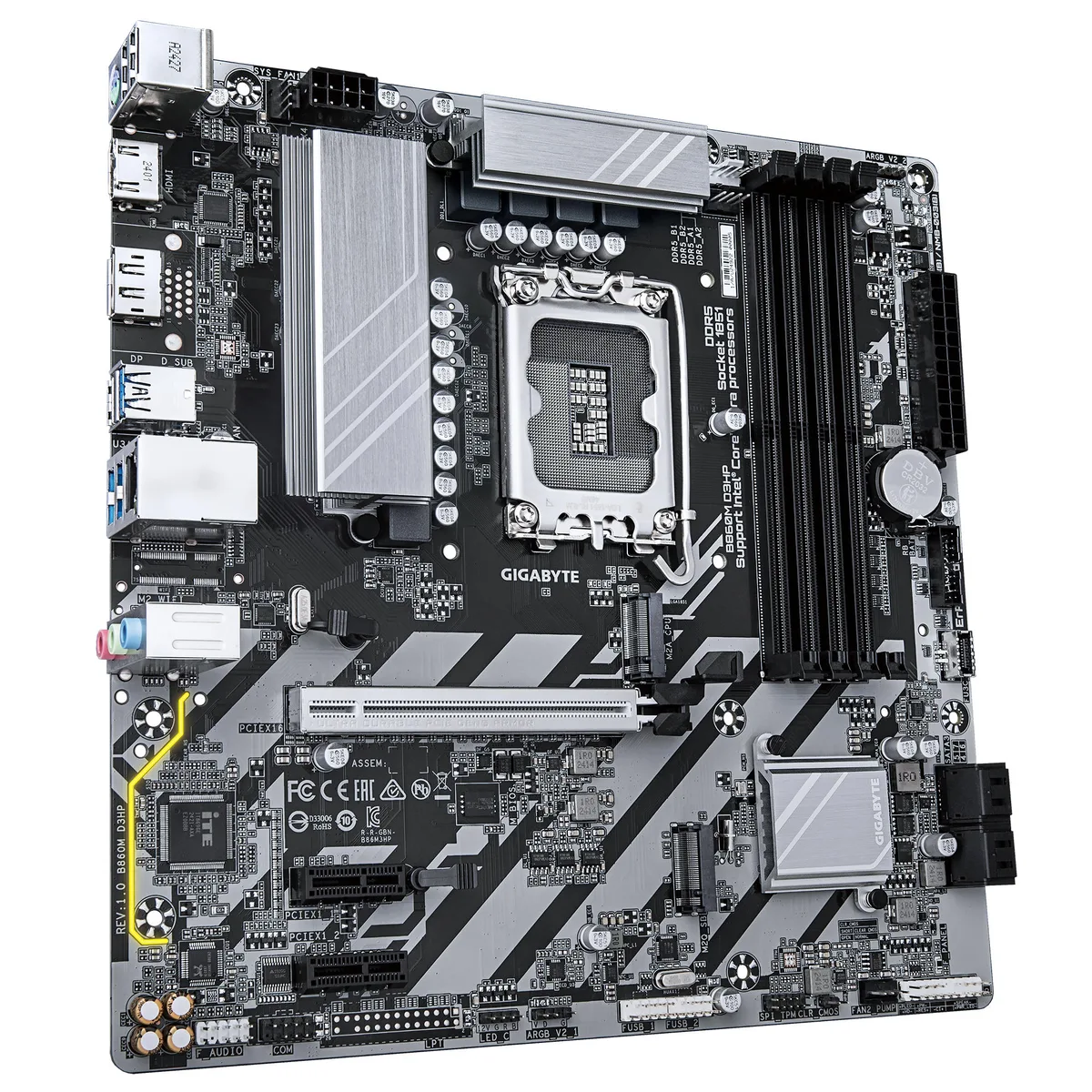 Материнська плата GIGABYTE B860M mATX DDR5 4 слоти HDMI DisplayPort чорна