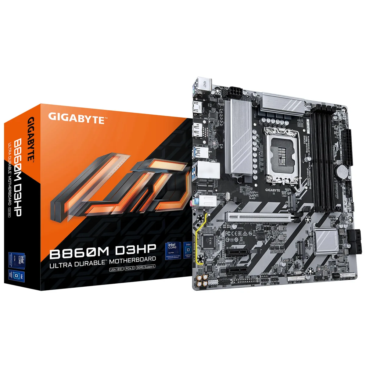 Материнська плата GIGABYTE B860M mATX DDR5 4 слоти HDMI DisplayPort чорна