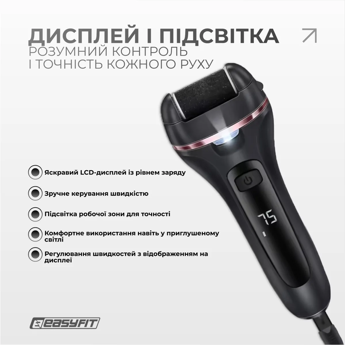 Електрична пемза для п'ят EasyFit ABS 16х6,5х3,5 см Біла 10 предметів
