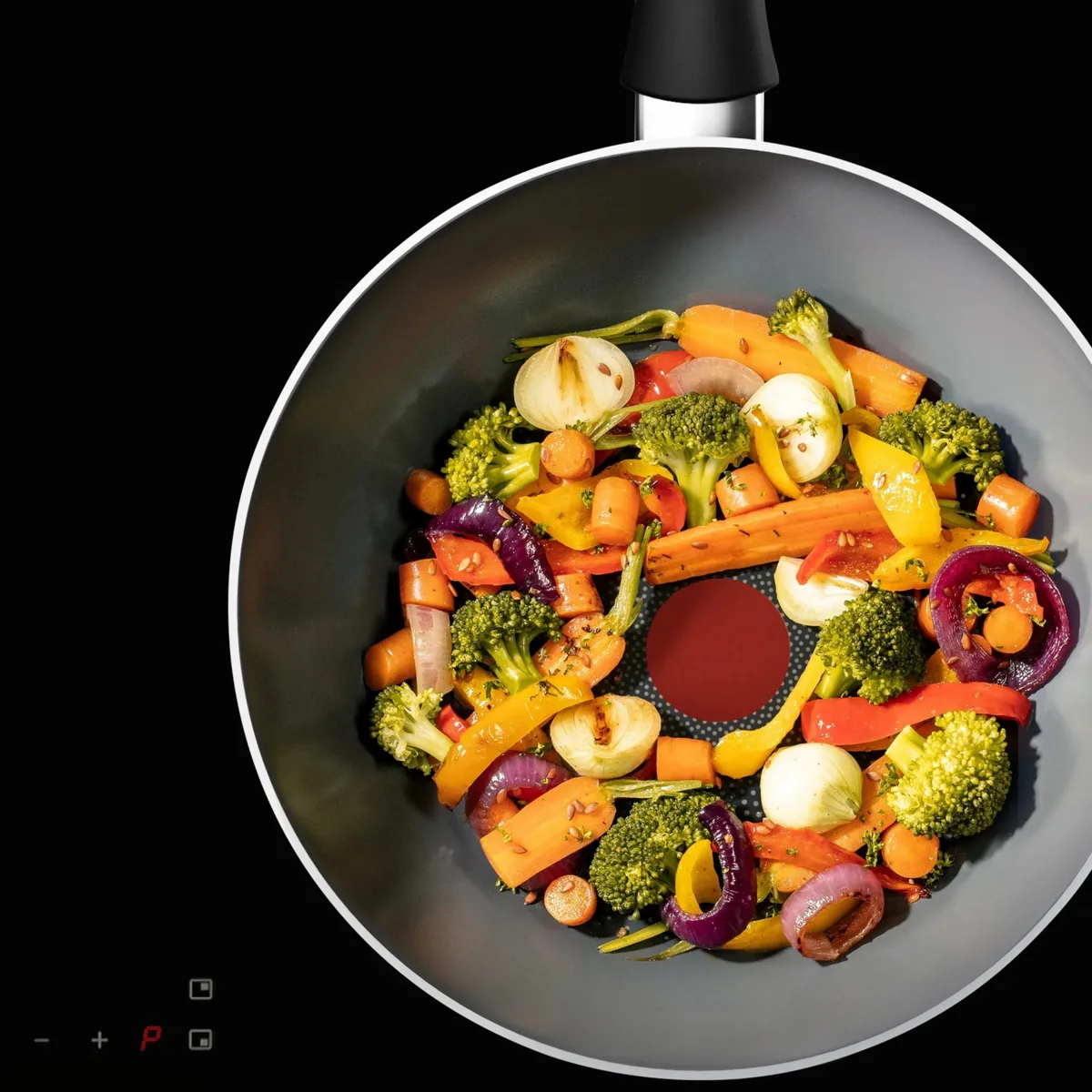 Сковорода ВОК Tefal Halo, 28 см, алюмінієва, з бакелітовою ручкою, сірого кольору.
