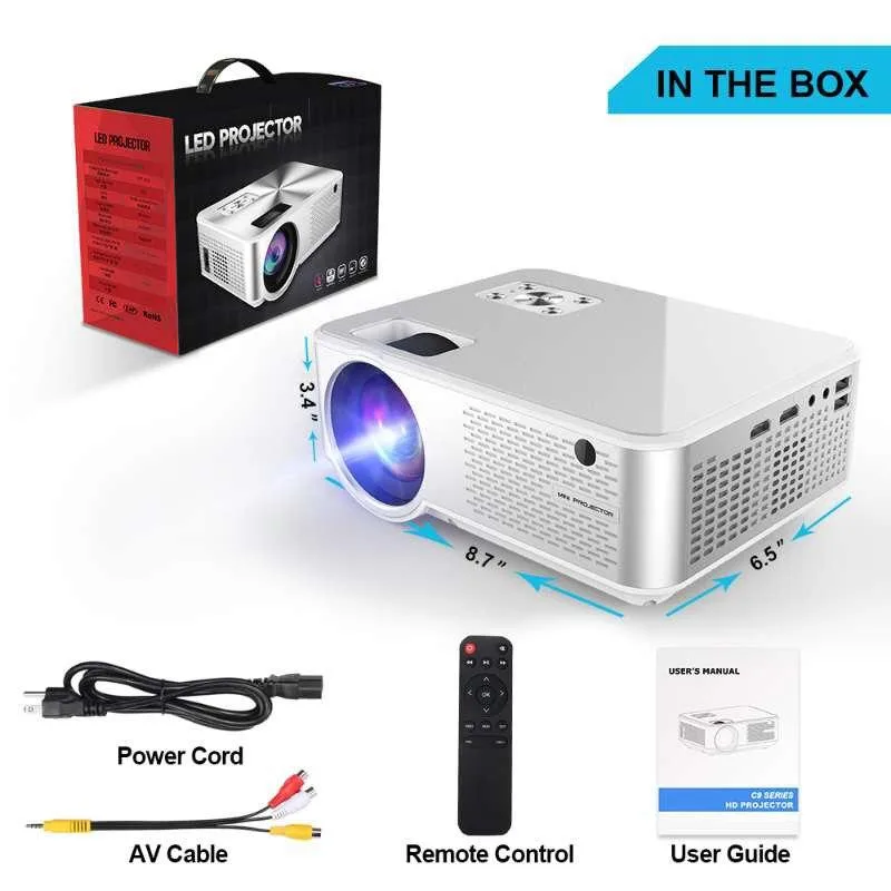 Портативный LED проектор Cheerlux C9 2800 Lumen 222x165x87 мм черный