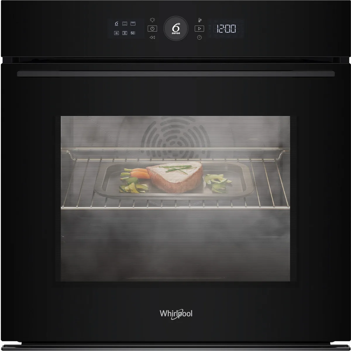 Электрический духовой шкаф Whirlpool, 73 л, класс энергопотребления A+, с дисплеем, конвекцией и телескопическими направляющими, черного цвета
