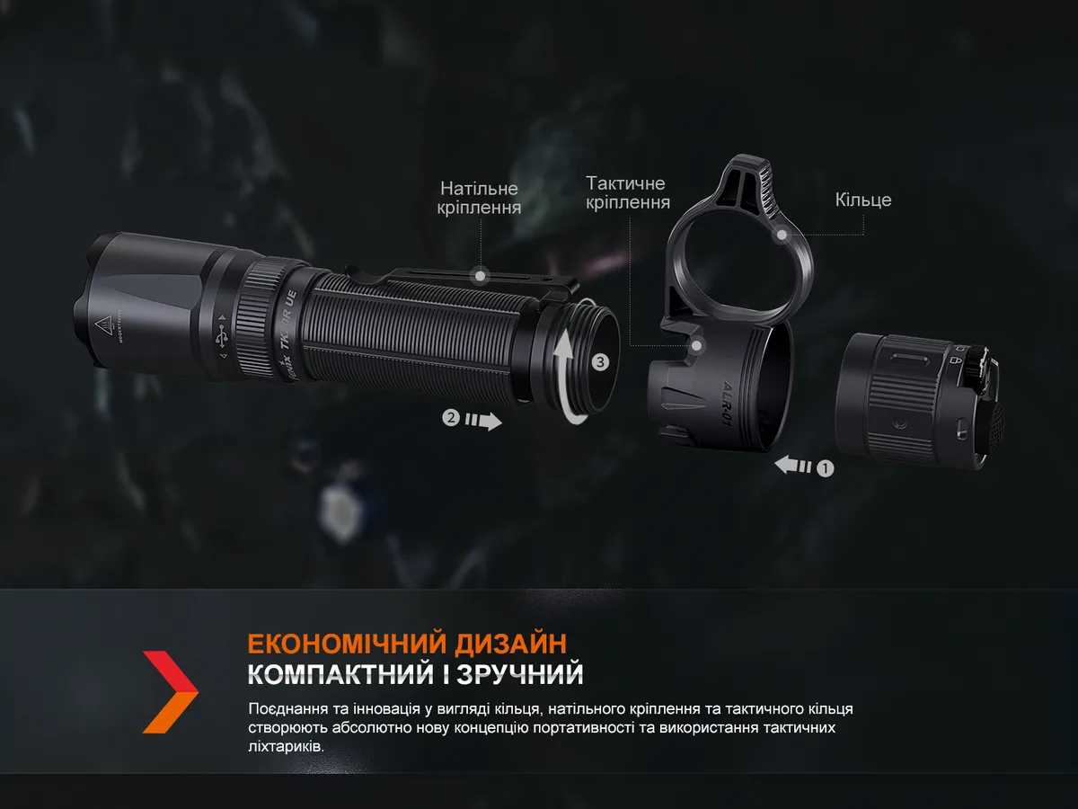 Тактическое кольцо Fenix нейлоновое 33,4х33,5х69,71 мм черное.