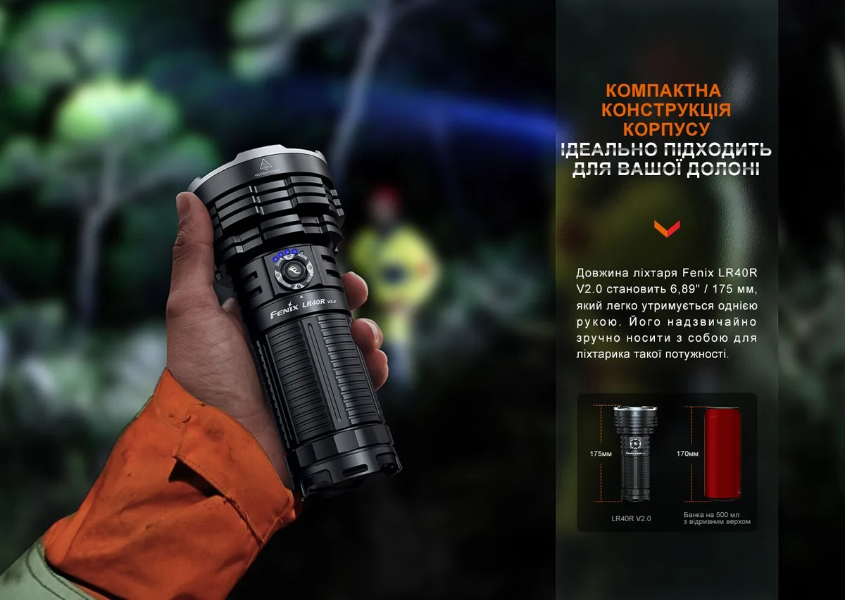 Ліхтар ручний Fenix алюміній 175х82х55 мм чорний 15000 люмен IP68
